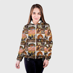 Куртка с капюшоном женская Коллаж из рисунков с лисой, цвет: 3D-белый — фото 2