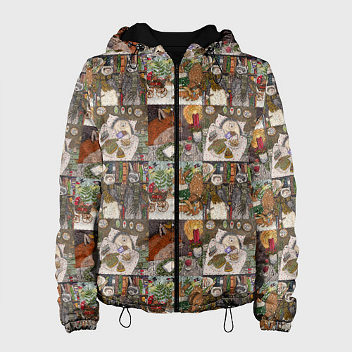 Женская куртка Милые иллюстрации коллаж / 3D-Черный – фото 1