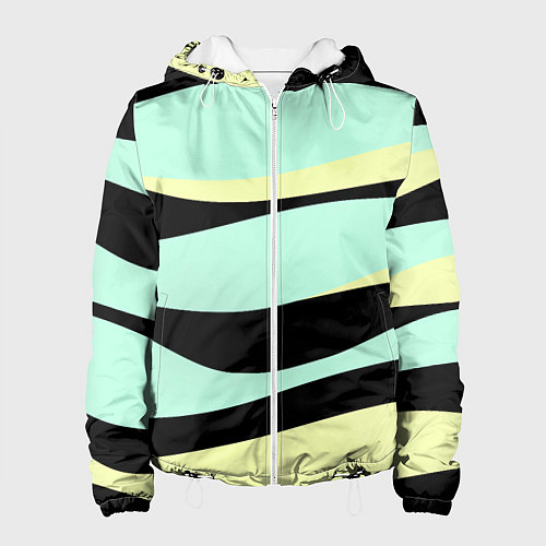 Женская куртка Черно-бирюзовая абстракция / 3D-Белый – фото 1