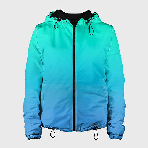 Женская куртка Градиент сине-зелёный светлый / 3D-Черный – фото 1