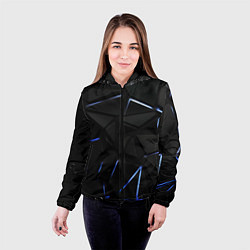 Куртка с капюшоном женская Black texture neon line, цвет: 3D-черный — фото 2