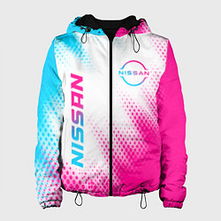 Куртка с капюшоном женская Nissan neon gradient style: надпись, символ, цвет: 3D-черный