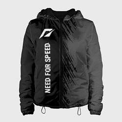 Куртка с капюшоном женская Need for Speed glitch на темном фоне: по-вертикали, цвет: 3D-черный