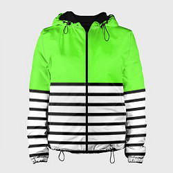 Женская куртка Полосатый ярко-салатовый