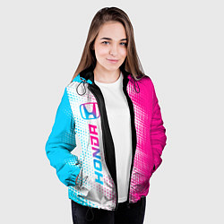 Куртка с капюшоном женская Honda neon gradient style: по-вертикали, цвет: 3D-черный — фото 2