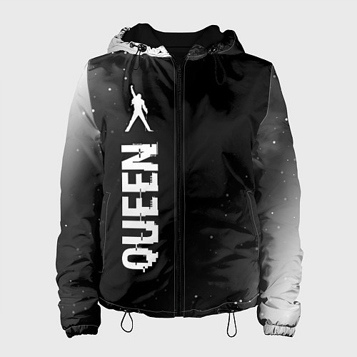 Женская куртка Queen glitch на темном фоне: по-вертикали / 3D-Черный – фото 1