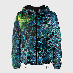 Женская куртка Мозаичный узор в синих и зеленых тонах