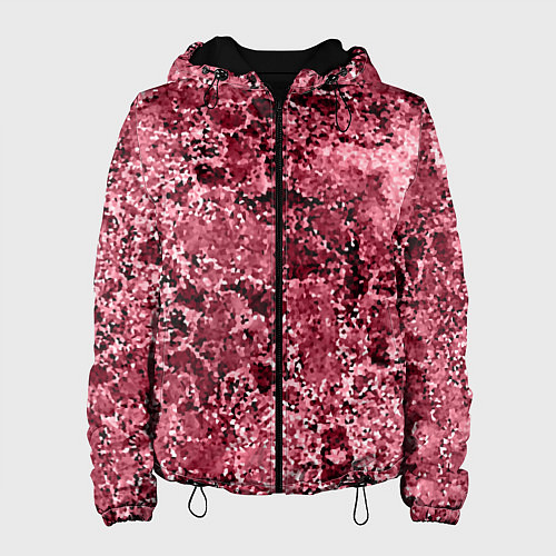 Женская куртка Мозаичный узор в коричнево-красных тонах / 3D-Черный – фото 1