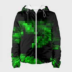 Куртка с капюшоном женская Зеленые пирамиды, цвет: 3D-белый