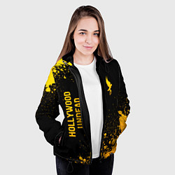 Куртка с капюшоном женская Hollywood Undead - gold gradient: надпись, символ, цвет: 3D-черный — фото 2