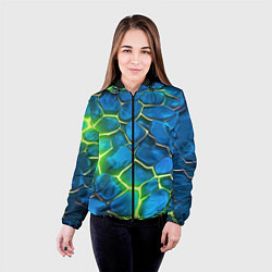 Куртка с капюшоном женская Green blue neon, цвет: 3D-черный — фото 2