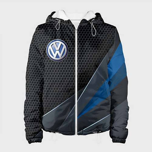 Женская куртка Фольцваген - синяя броня / 3D-Белый – фото 1