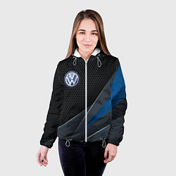 Куртка с капюшоном женская Фольцваген - синяя броня, цвет: 3D-белый — фото 2
