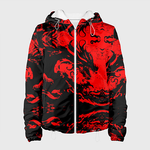 Женская куртка Черный дракон на красном небе / 3D-Белый – фото 1