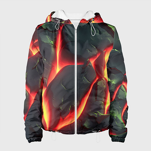 Женская куртка Красные плиты с лавой / 3D-Белый – фото 1