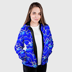 Куртка с капюшоном женская Синий волнистый рисунок, цвет: 3D-черный — фото 2