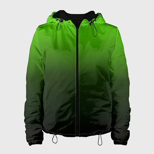 Женская куртка Градиент ядовитый зеленый - черный / 3D-Черный – фото 1