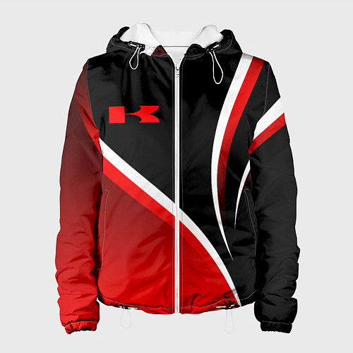 Женская куртка Кавасаки - красные волны / 3D-Белый – фото 1