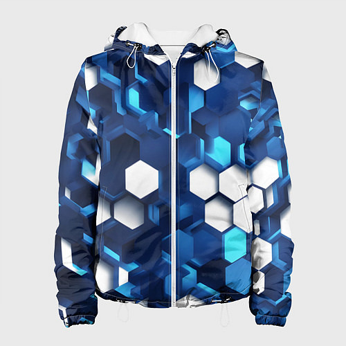 Женская куртка Cyber hexagon Blue / 3D-Белый – фото 1