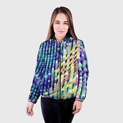 Куртка с капюшоном женская Прямотреугольный блочный паттерн, цвет: 3D-черный — фото 2