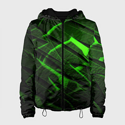 Куртка с капюшоном женская Неоновый зеленый свет из плит, цвет: 3D-черный