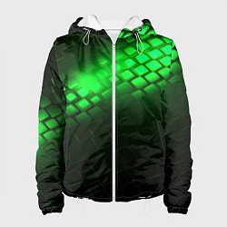 Куртка с капюшоном женская Неоновые зеленые пластины, цвет: 3D-белый