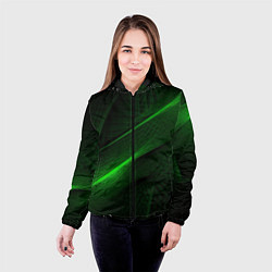Куртка с капюшоном женская Green neon lines, цвет: 3D-черный — фото 2