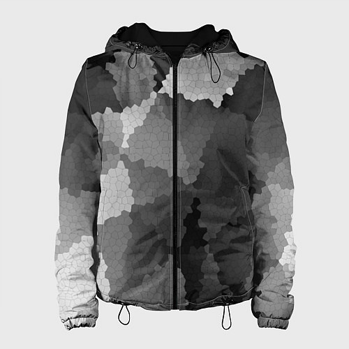 Женская куртка Мозаичный узор в серых оттенках / 3D-Черный – фото 1