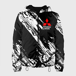 Куртка с капюшоном женская Mitsubishi - белый пятна, цвет: 3D-черный