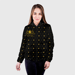 Куртка с капюшоном женская Королевский паттерн - Людмила, цвет: 3D-черный — фото 2