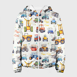 Женская куртка Акварельные тракторы - детский паттерн