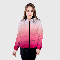 Куртка с капюшоном женская Оттенки розового градиент, цвет: 3D-черный — фото 2