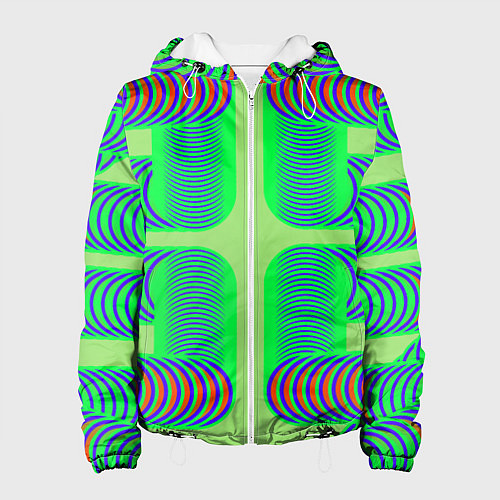 Женская куртка Дуги на зеленом фоне / 3D-Белый – фото 1