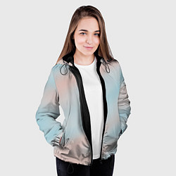 Куртка с капюшоном женская Нежно розовые и голубые размытия, цвет: 3D-черный — фото 2