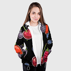 Куртка с капюшоном женская Плоды и ягоды, цвет: 3D-белый — фото 2