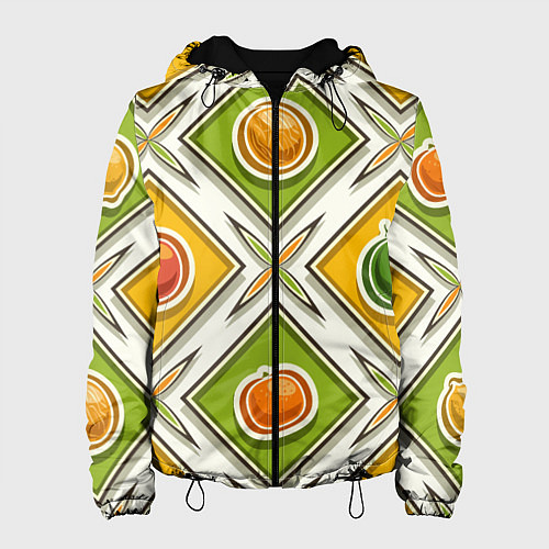 Женская куртка Fruits and berries pattern / 3D-Черный – фото 1