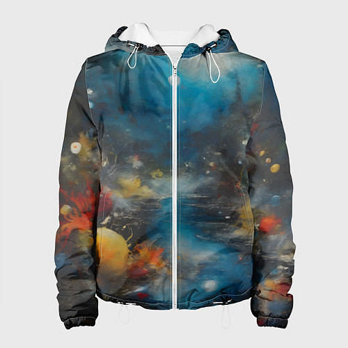 Женская куртка Абстрактная живопись в стиле импрессионизма / 3D-Белый – фото 1