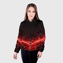 Куртка с капюшоном женская Неоновые плиты - красные, цвет: 3D-черный — фото 2
