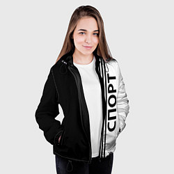 Куртка с капюшоном женская Спорт три полоски, цвет: 3D-черный — фото 2