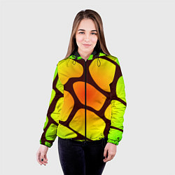 Куртка с капюшоном женская Коричневая сеть с цветными пятнами, цвет: 3D-черный — фото 2