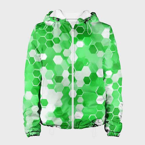 Женская куртка Кибер Hexagon Зелёный / 3D-Белый – фото 1