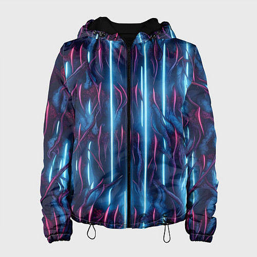 Женская куртка Голубые кибер линии / 3D-Черный – фото 1