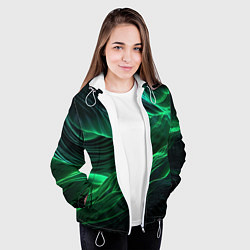 Куртка с капюшоном женская Зеленая абстракция, цвет: 3D-белый — фото 2