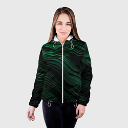 Куртка с капюшоном женская Dark green texture, цвет: 3D-белый — фото 2