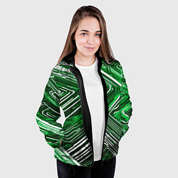 Куртка с капюшоном женская Кибер линии Зелёный-белый, цвет: 3D-черный — фото 2