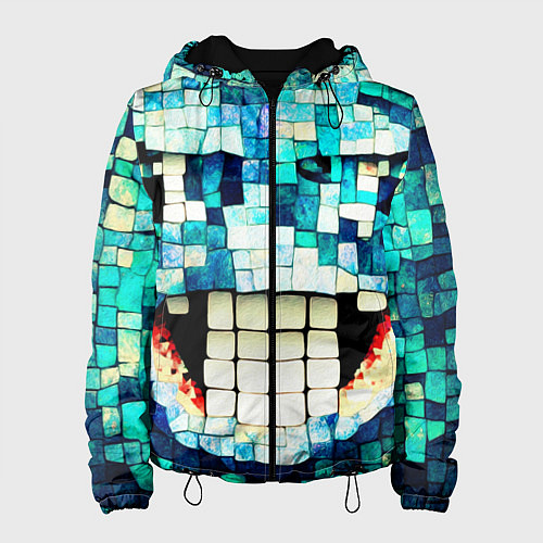 Женская куртка Смайлик из бирюзовой мазайке / 3D-Черный – фото 1
