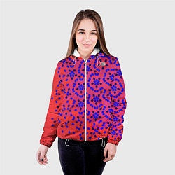 Куртка с капюшоном женская Мозаика Пенроуза в красно-синем контрасте, цвет: 3D-белый — фото 2