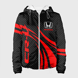 Куртка с капюшоном женская Honda CR-V - красный и карбон, цвет: 3D-белый