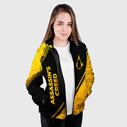 Куртка с капюшоном женская Assassins Creed - gold gradient: надпись, символ, цвет: 3D-черный — фото 2