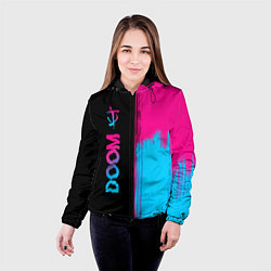 Куртка с капюшоном женская Doom - neon gradient: по-вертикали, цвет: 3D-черный — фото 2